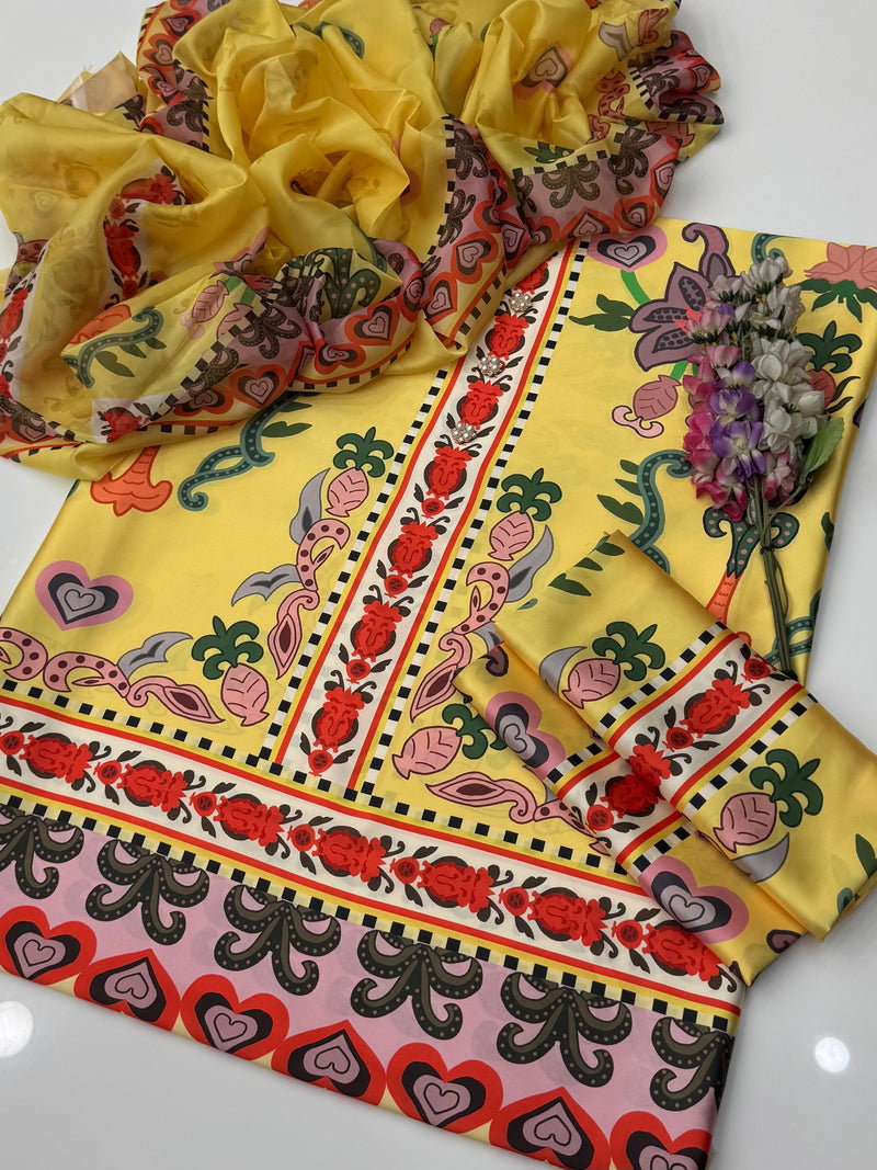 Shrenz 3 Piece Unstitch Silk Collection - Image 3