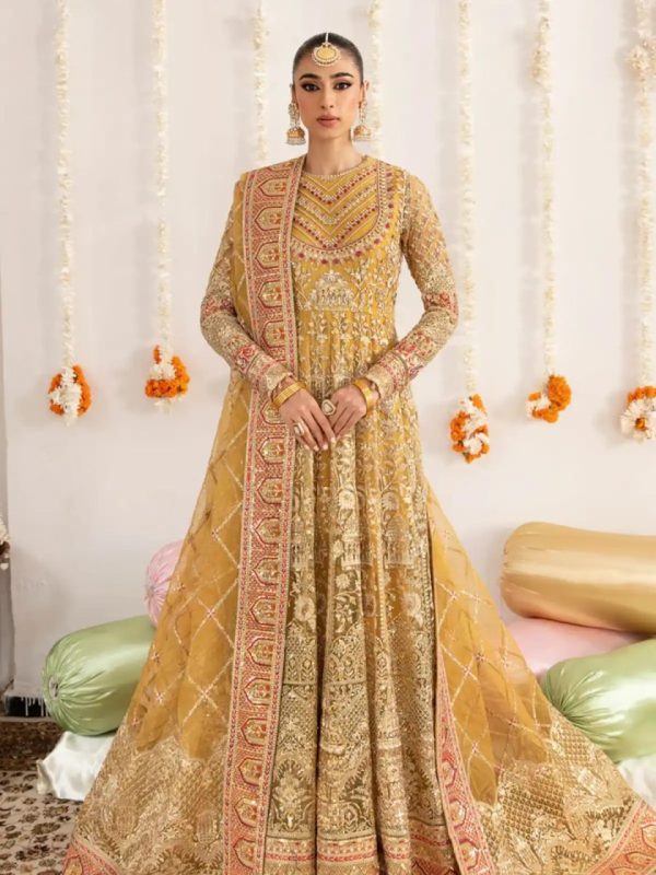 Imrozia Yellow Bridal Collection Net Maxi Replica