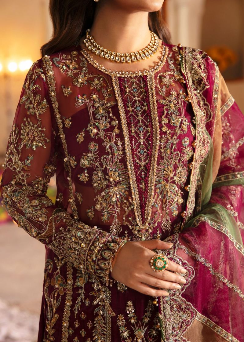 Kanwal Malik Maroon Formal Collection Net Replica - Image 3