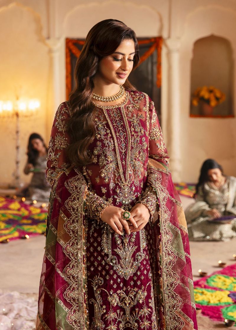 Kanwal Malik Maroon Formal Collection Net Replica - Image 4