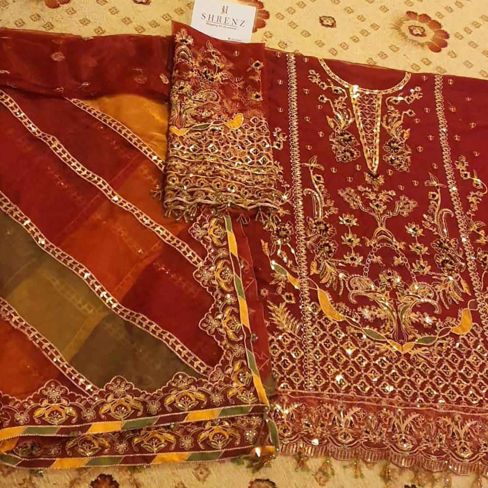 Kanwal Malik Maroon Formal Collection Net Replica - Image 5
