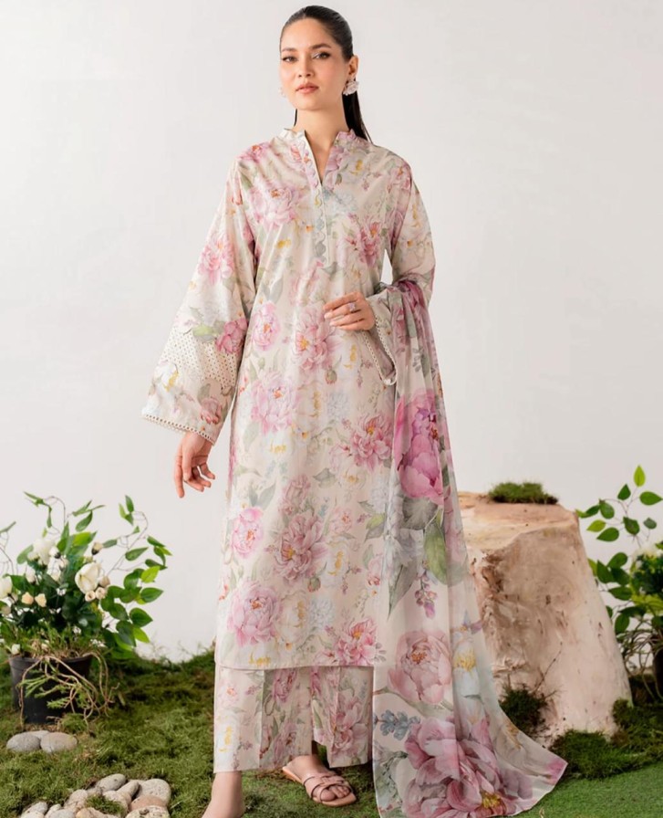 Shrenz 3 Piece Baby Pink Unstitch Silk Collection