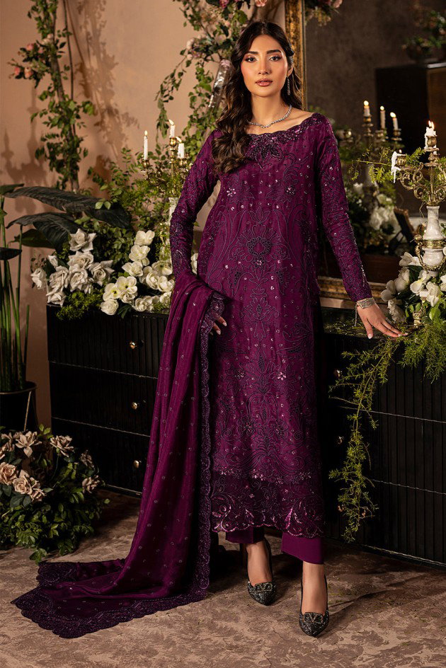 Mina Kashif Maroon Formal Collection Silk Replica - Image 2