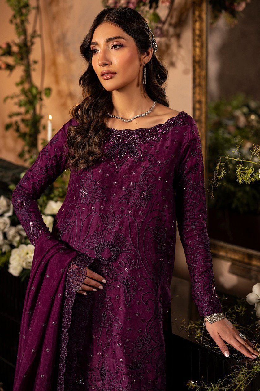 Mina Kashif Maroon Formal Collection Silk Replica - Image 3