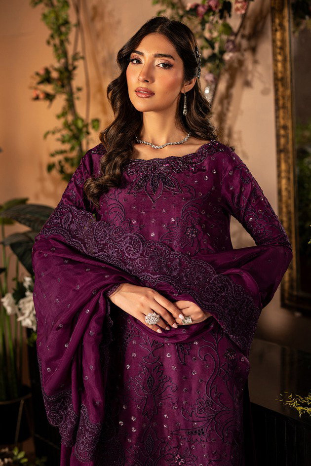 Mina Kashif Maroon Formal Collection Silk Replica - Image 4