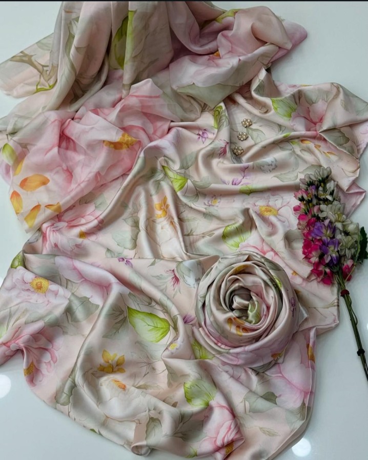 Shrenz 3 Piece Baby Pink Unstitch Silk Collection - Image 2