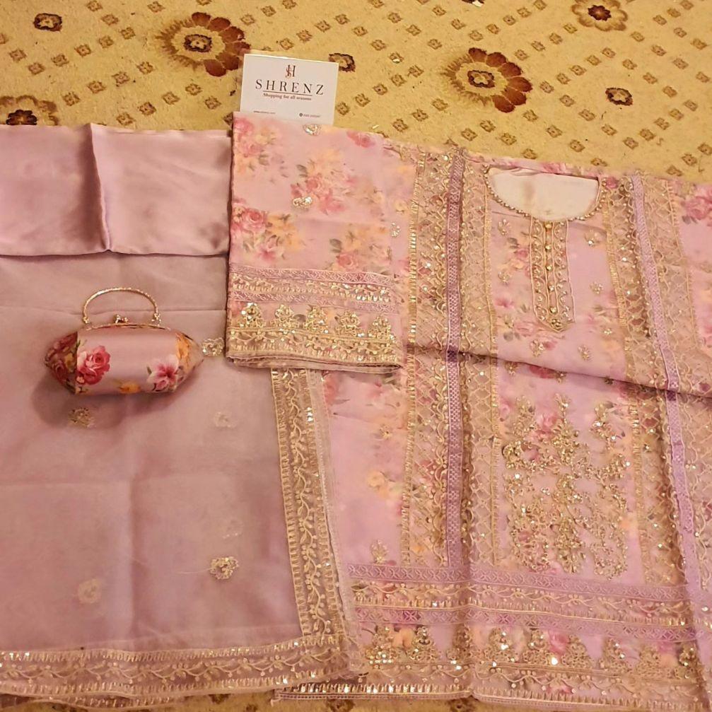 Alternative view of Shrenz Pink Formal Collection Organza Replica