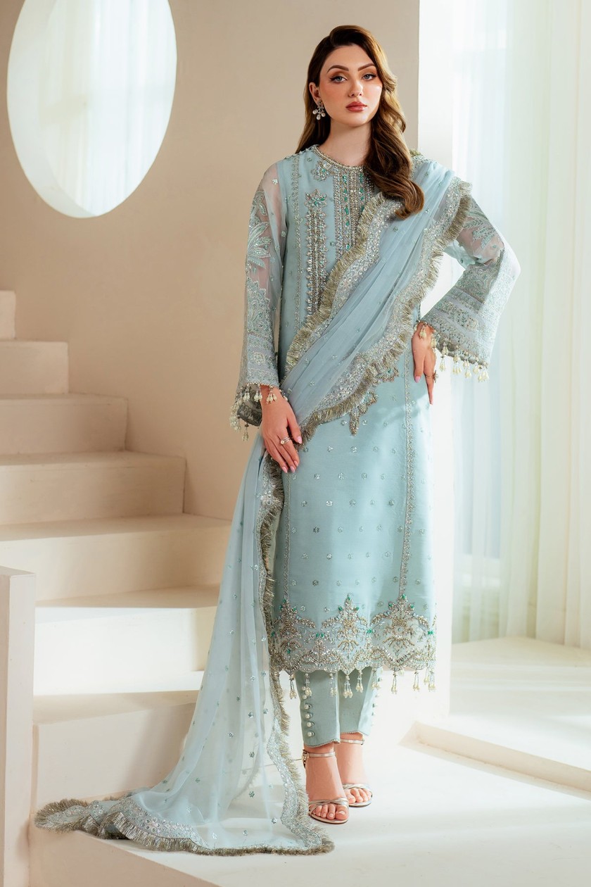 Alizeh Sky Blue Formal Collection Organza Replica - Image 2