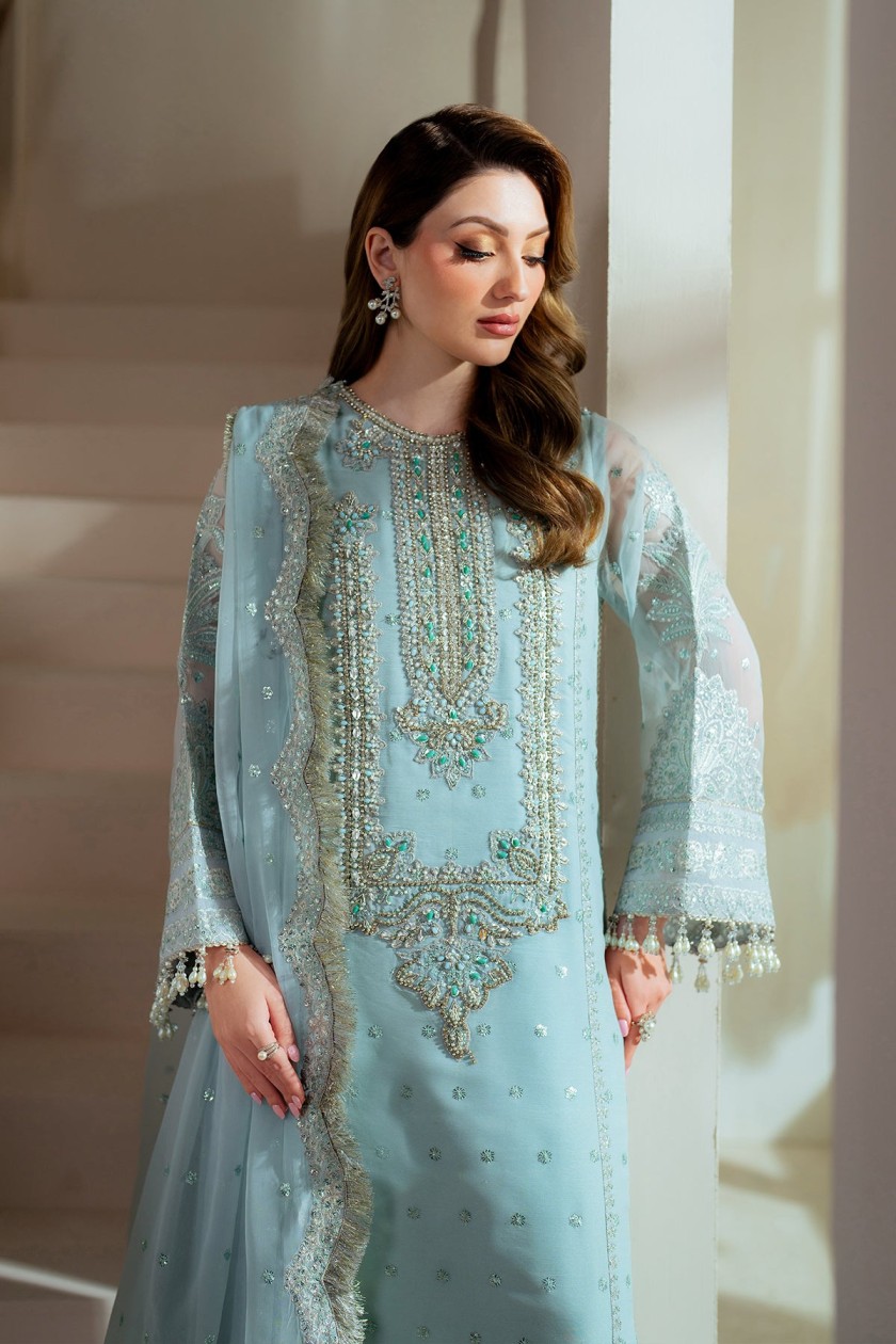 Alizeh Sky Blue Formal Collection Organza Replica - Image 3