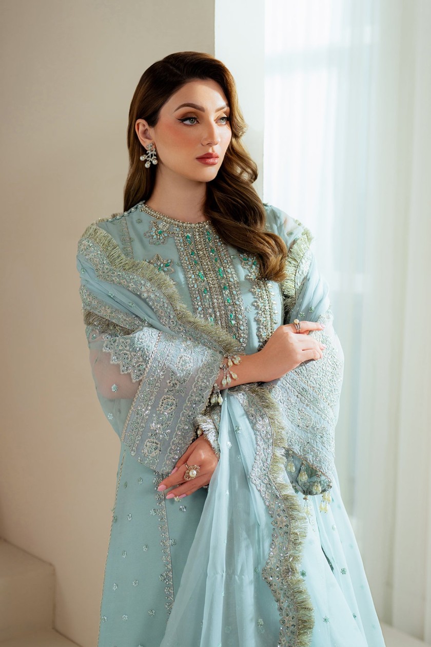 Alizeh Sky Blue Formal Collection Organza Replica - Image 4