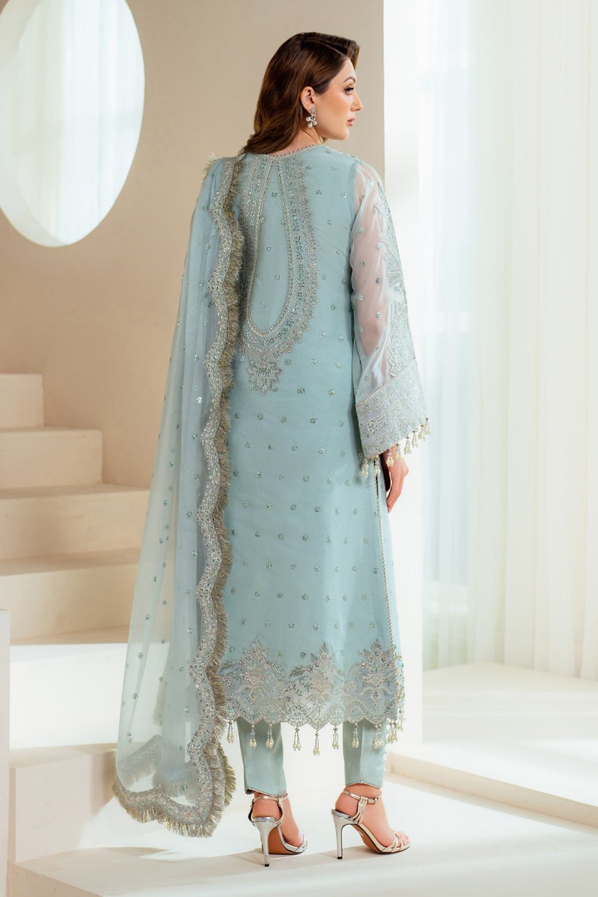 Alizeh Sky Blue Formal Collection Organza Replica - Image 5