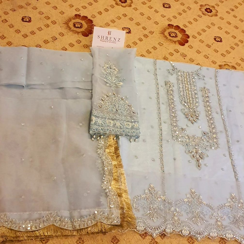 Alizeh Sky Blue Formal Collection Organza Replica - Image 6