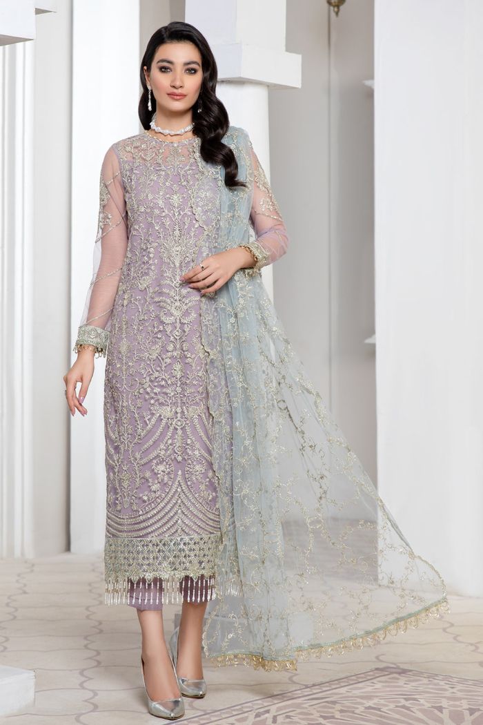 Zarif Light Purple Formal Collection Net Replica - Image 3