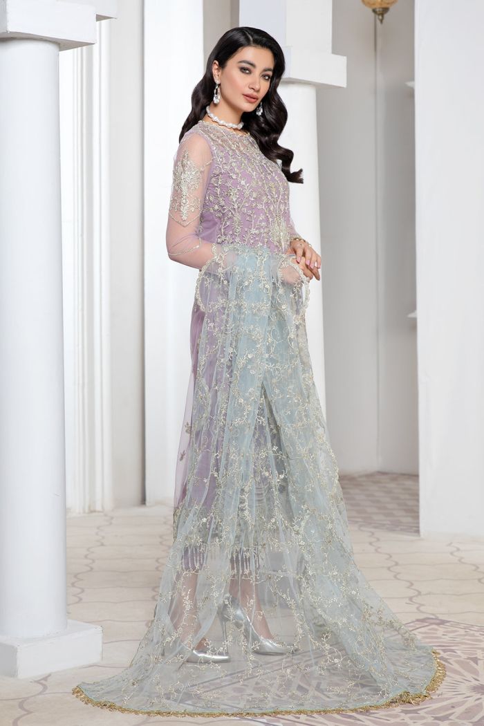 Zarif Light Purple Formal Collection Net Replica - Image 4