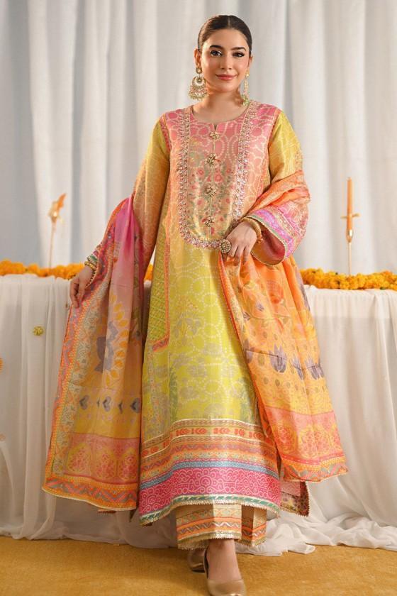 Ansab Jahangir Yellow Formal Collection Silk Replica