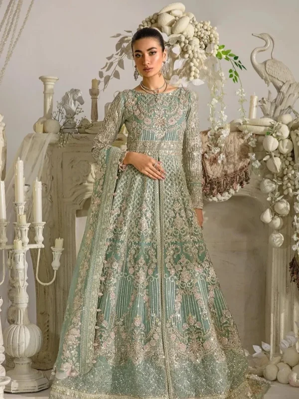 Elaf Seagreen bridal Collection Organza Maxi Replica