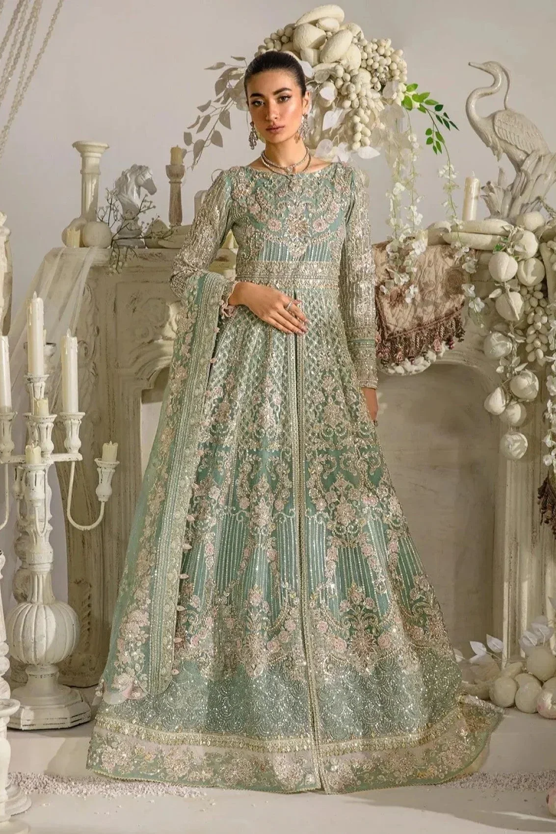 Elaf Seagreen bridal Collection Organza Maxi Replica