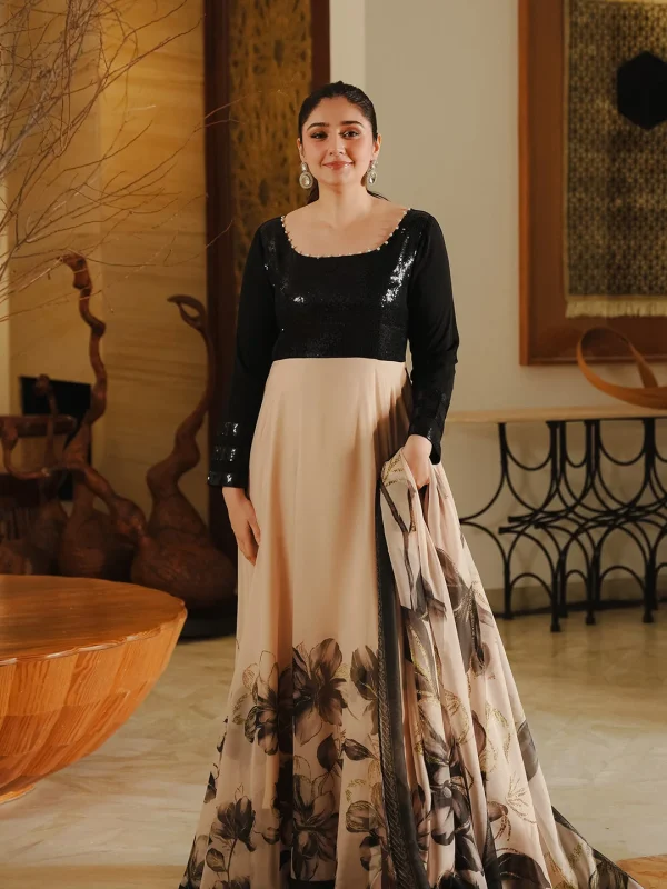 Lulusar Skin Printed Chiffon Collection Maxi Replica