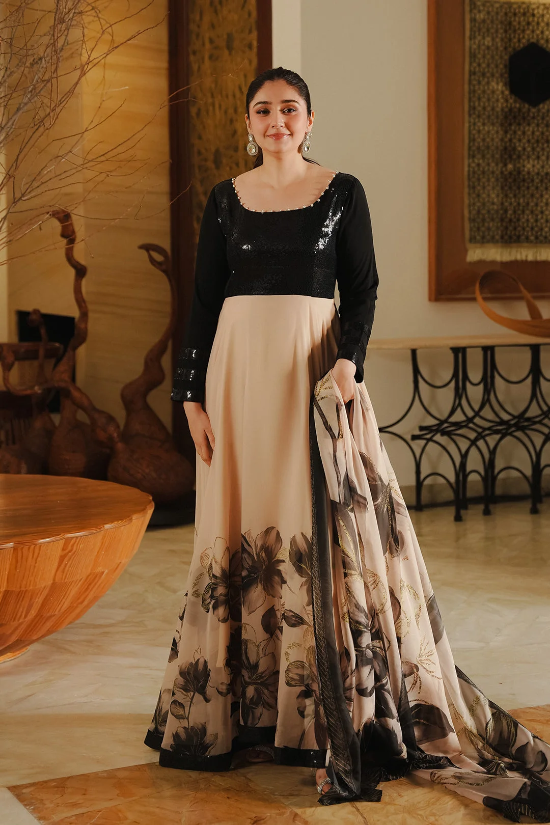 Lulusar Skin Printed Chiffon Collection Maxi Replica