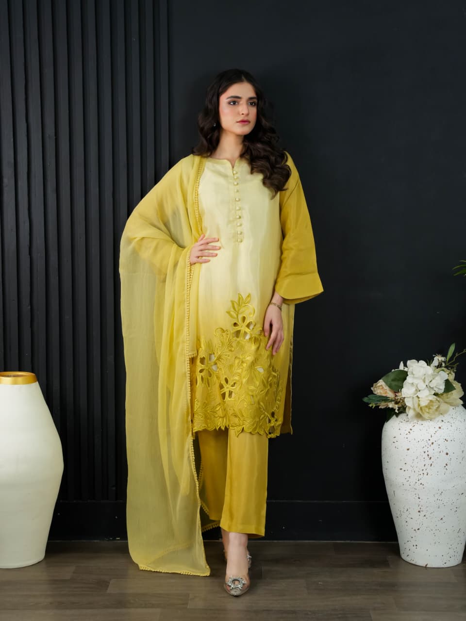 Shrenz 3 Piece Stitched Raw Silk Pret Collection