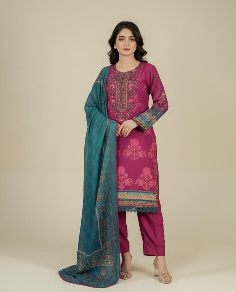 Shrenz 3 Piece Stitched Silk Pret Collection