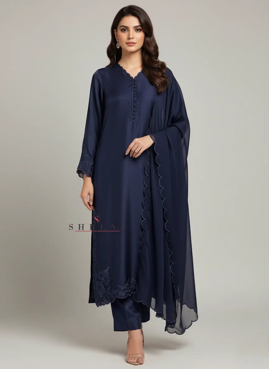 Shrenz 3 Piece Stitched Silk Pret Collection