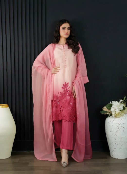 Shrenz 3 Piece Stitched Raw Silk Pret Collection