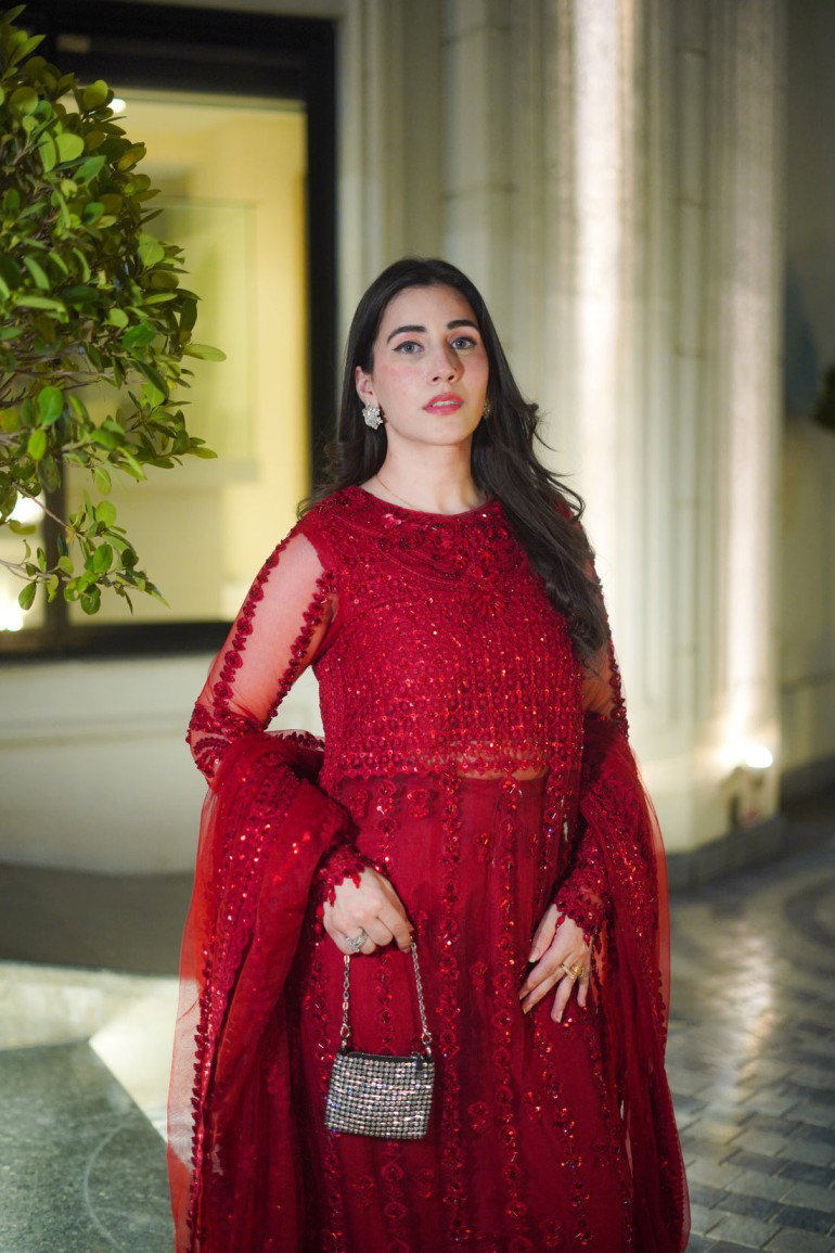 Aneela's Red Bridal Collection Net Maxi Replica - Image 4