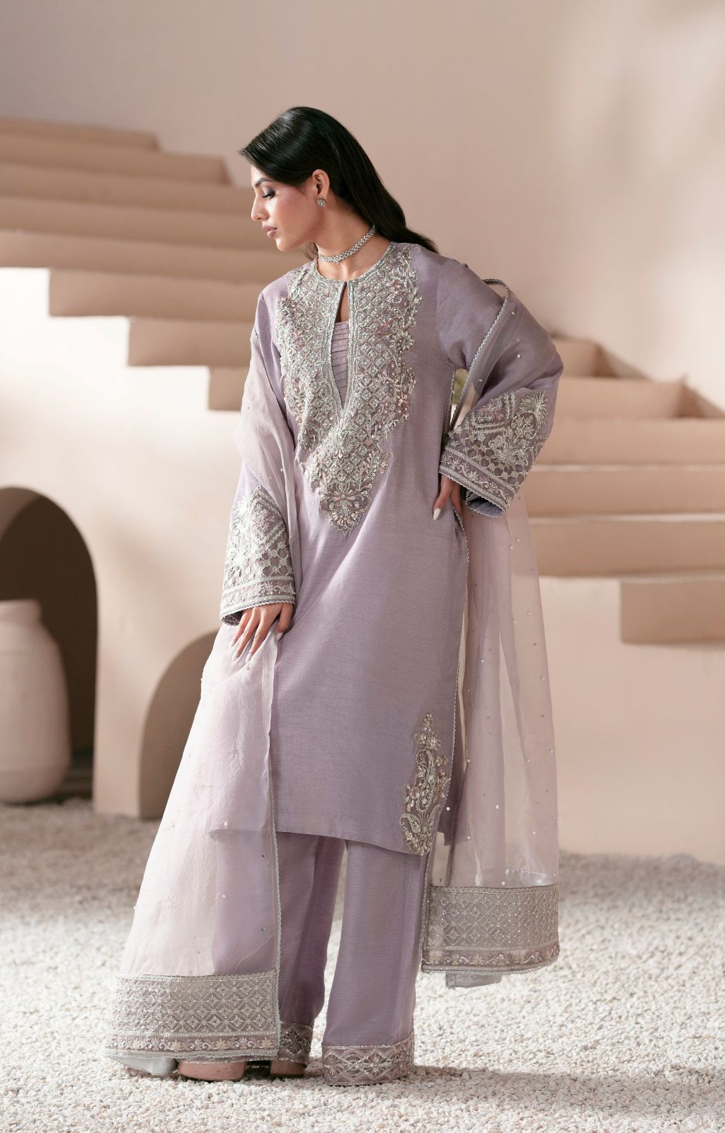 AJR Couture Light Purple Formal Collection Silk Replica - Image 2