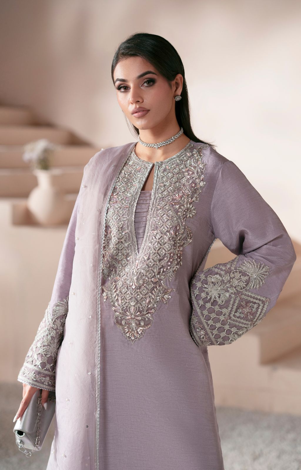 AJR Couture Light Purple Formal Collection Silk Replica - Image 3