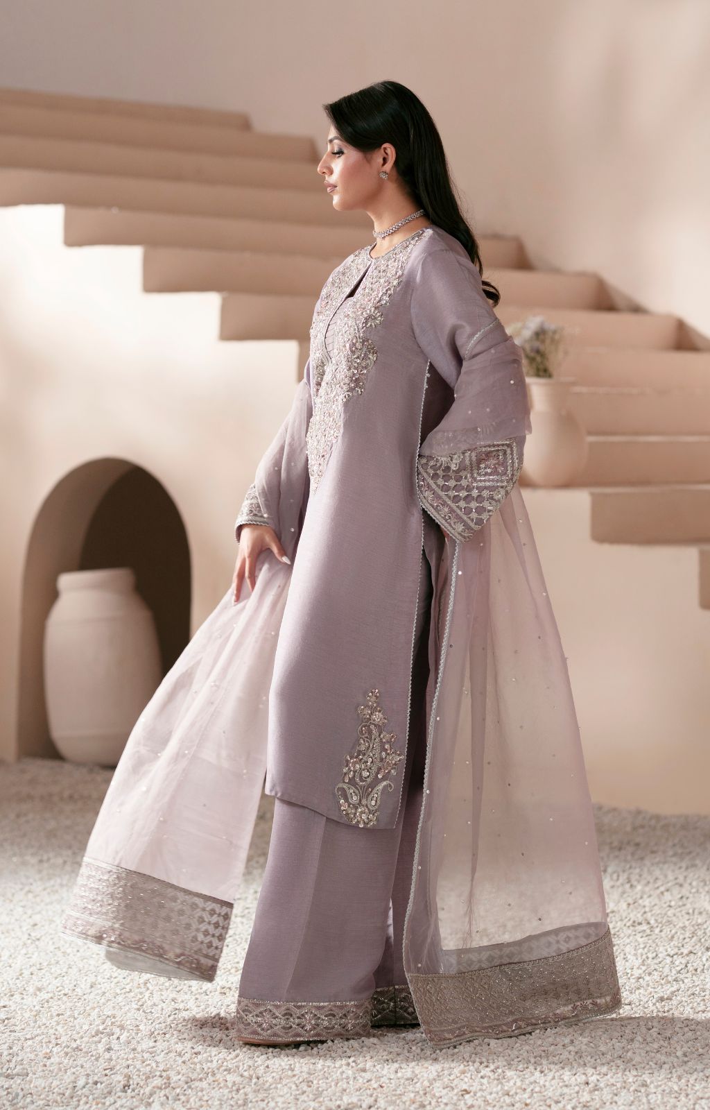 AJR Couture Light Purple Formal Collection Silk Replica - Image 4
