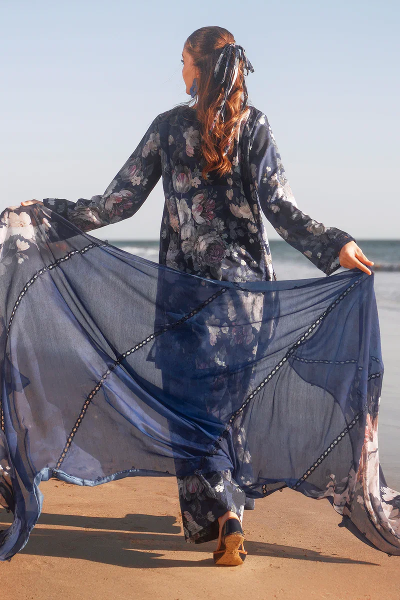 Baroque Navy Digital Printed Linen Collection Replica - Image 2