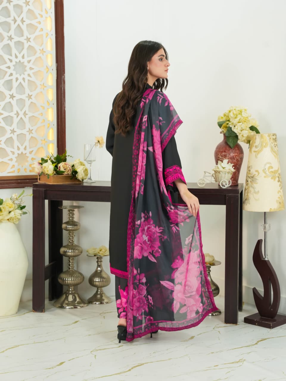 Shrenz 3 Piece Stitched Silk Pret Collection - Image 2