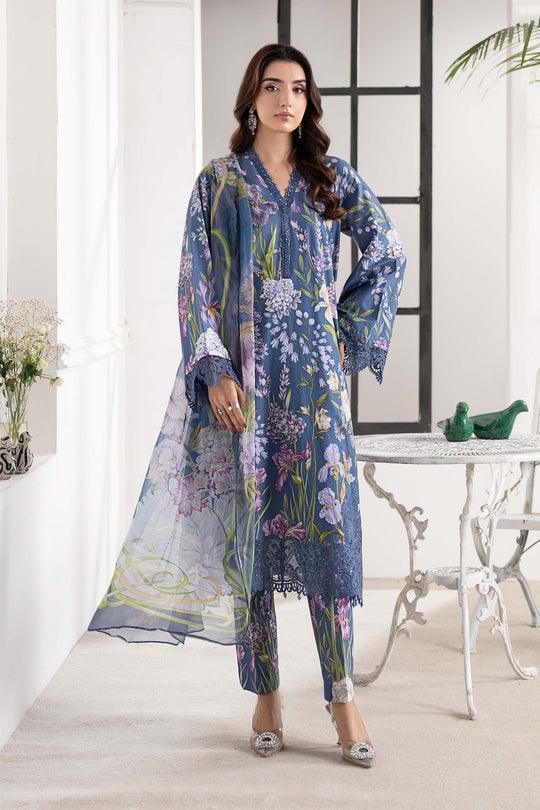 Maria B Blue Digital Printed Silk Collection Replica