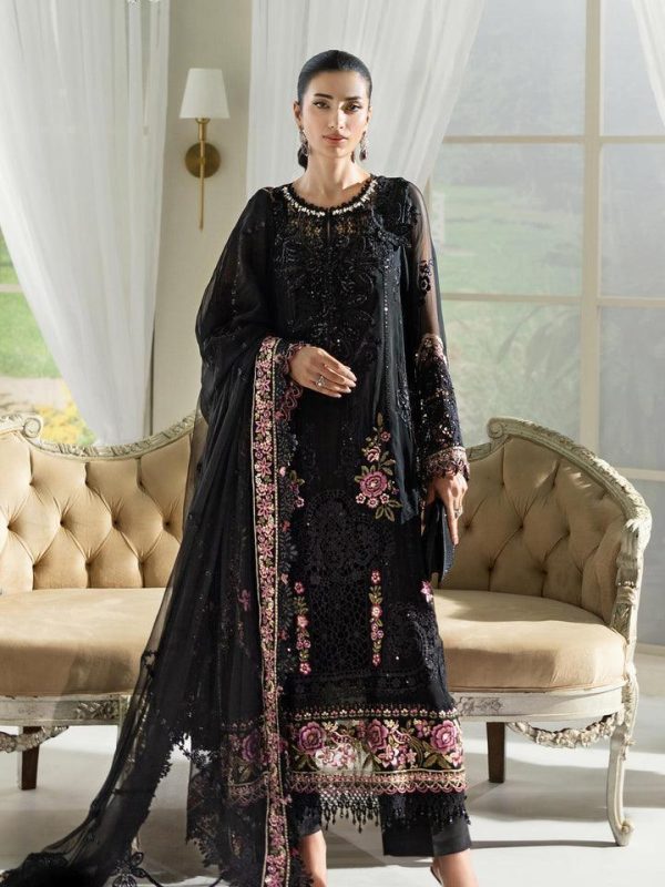 Maria B Jet Black Formal Collection Chiffon Replica