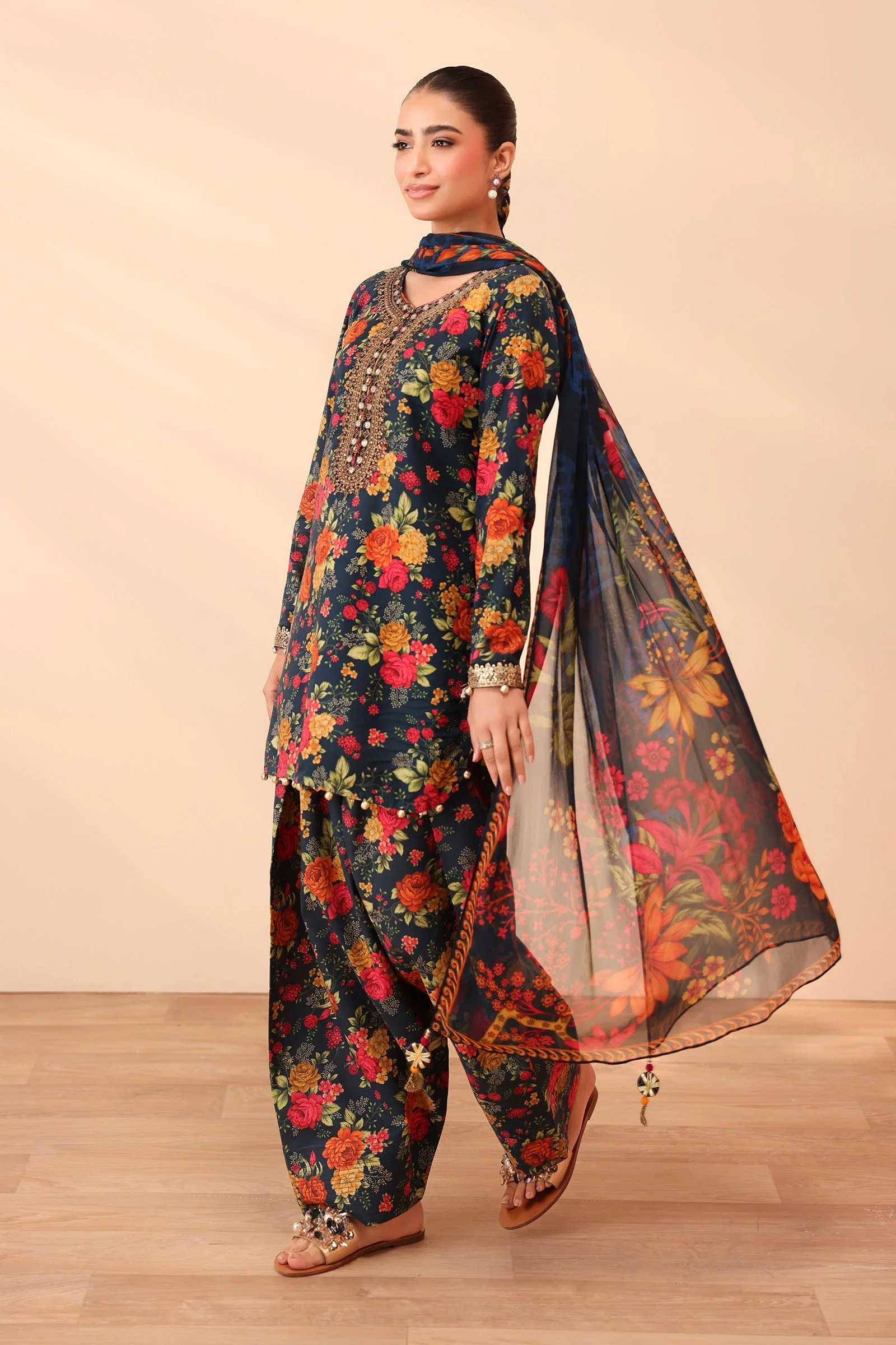 Alternative view of Maria B Black Linen Collection Replica