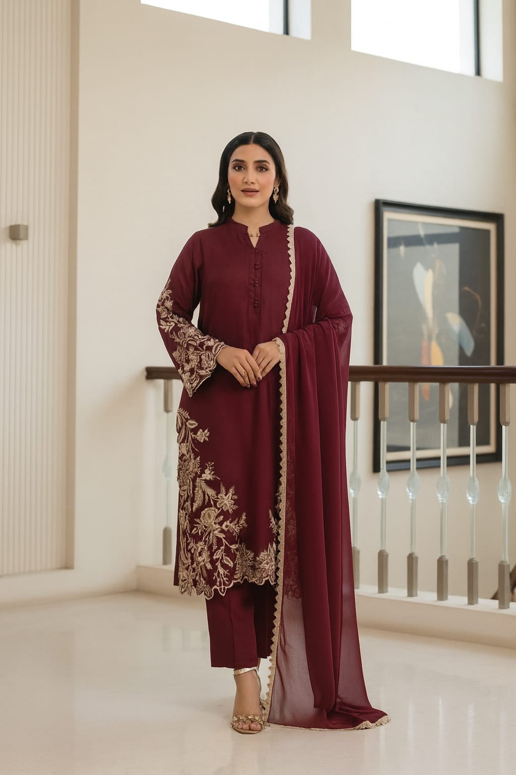 Shrenz 3 Piece Stitched Silk Pret Collection