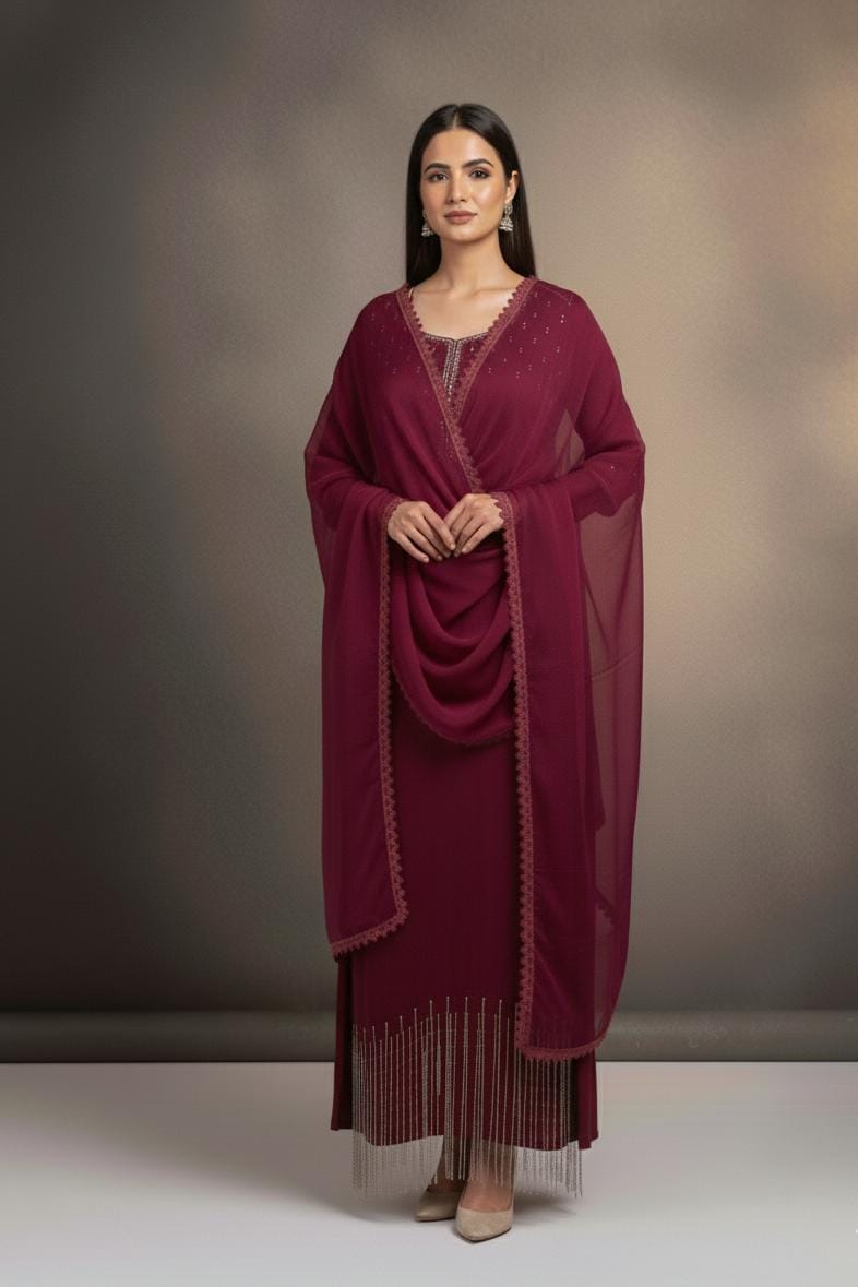 Shrenz 3 Piece Stitched Silk Pret Collection