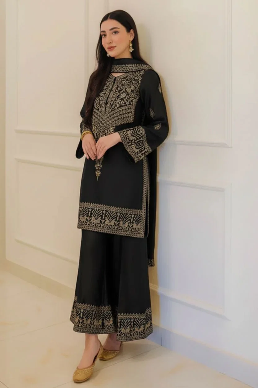 Shrenz 3 Piece Stitched Silk Pret Collection - Image 3