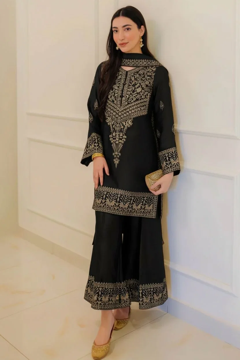 Shrenz 3 Piece Stitched Silk Pret Collection