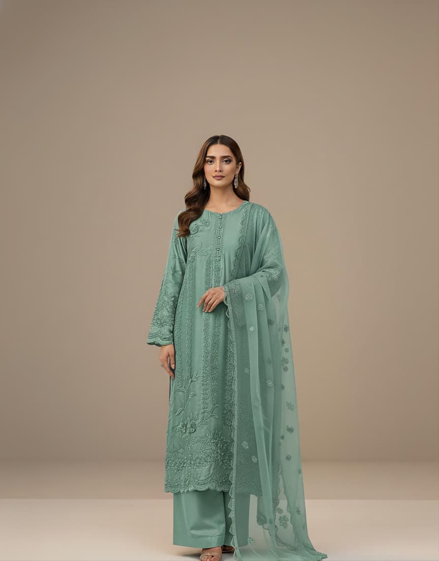 Shrenz 3 Piece Stitched Silk Pret Collection