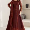 Alizeh Maroon Bridal Collection Chiffon Maxi Replica