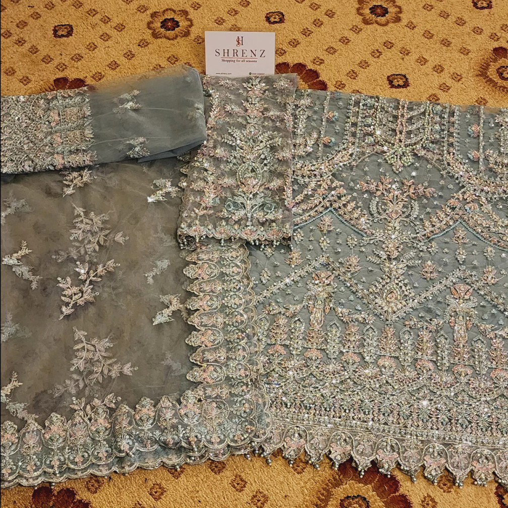Kanwal Malik Sky Blue Formal Collection Net Replica - Image 3