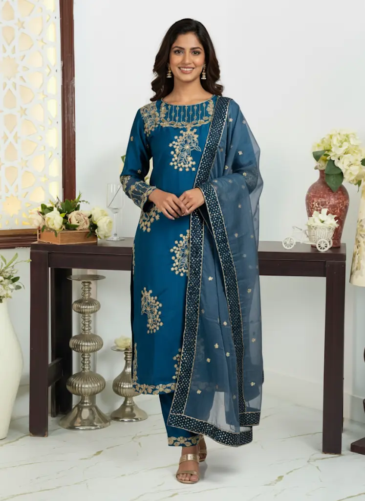 Shrenz 3 Piece Stitched Silk Pret Collection - Image 3
