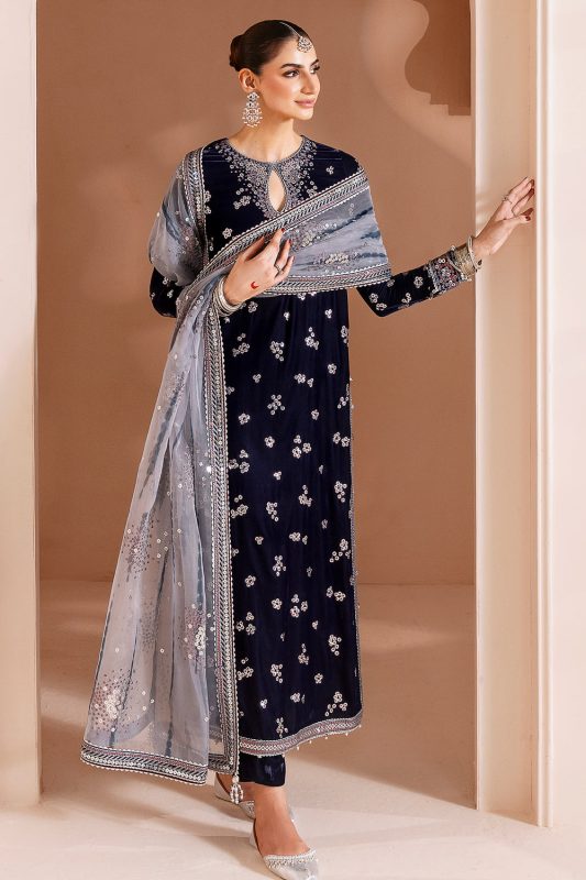 Jazmin Navy Blue Formal Collection Velvet Replica