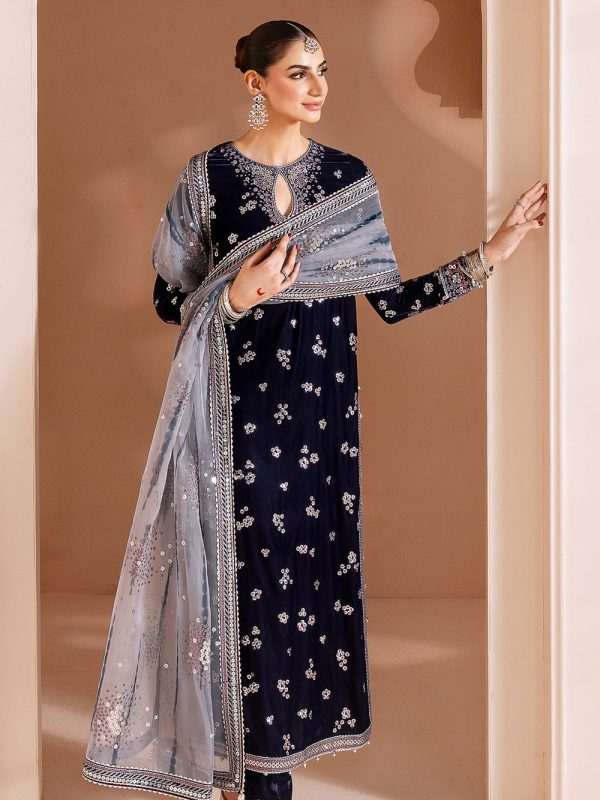 Jazmin Navy Blue Formal Collection Velvet Replica