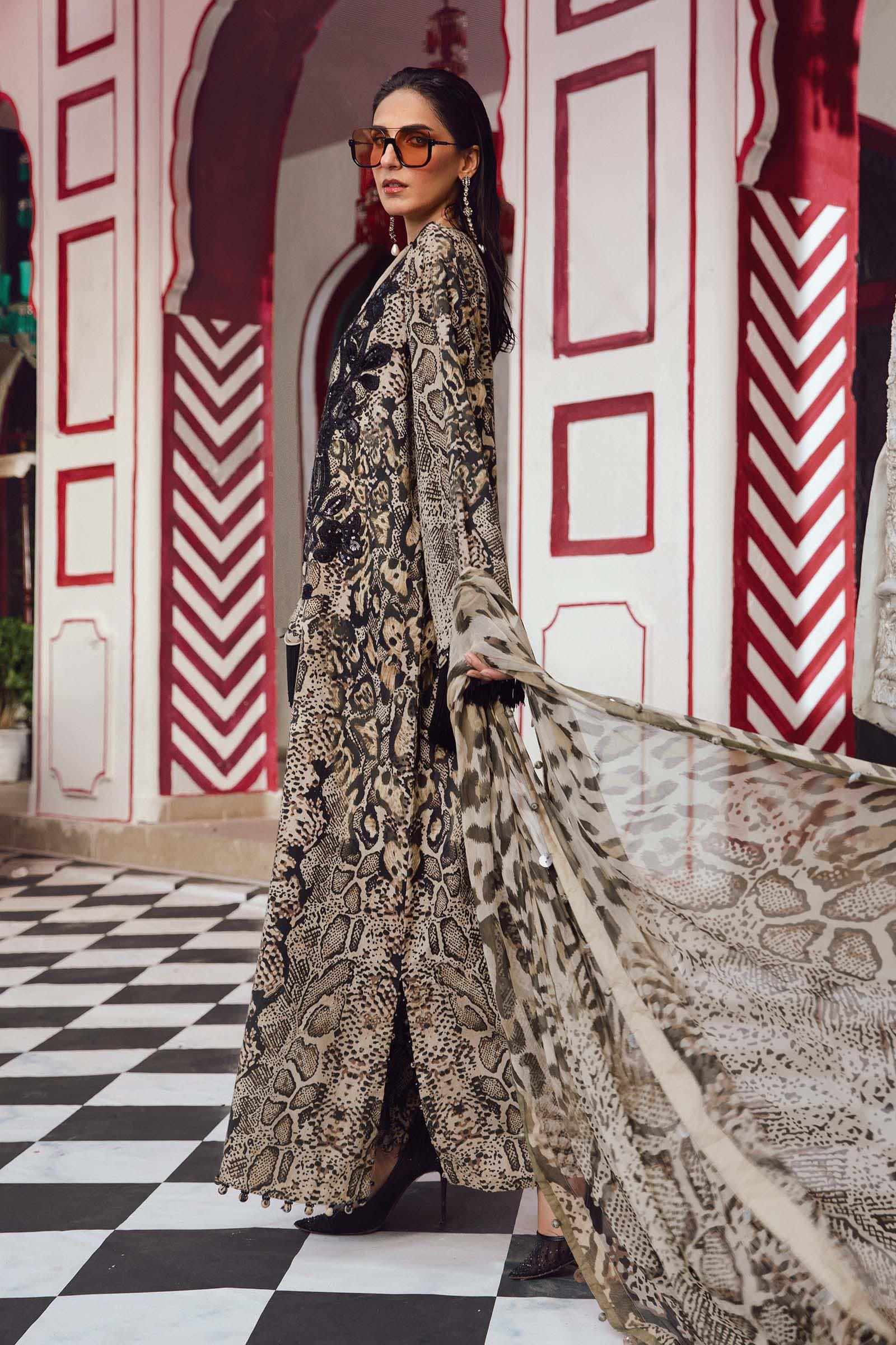 Alternative view of Maria B Brown Digital Printed Silk Collection Replica