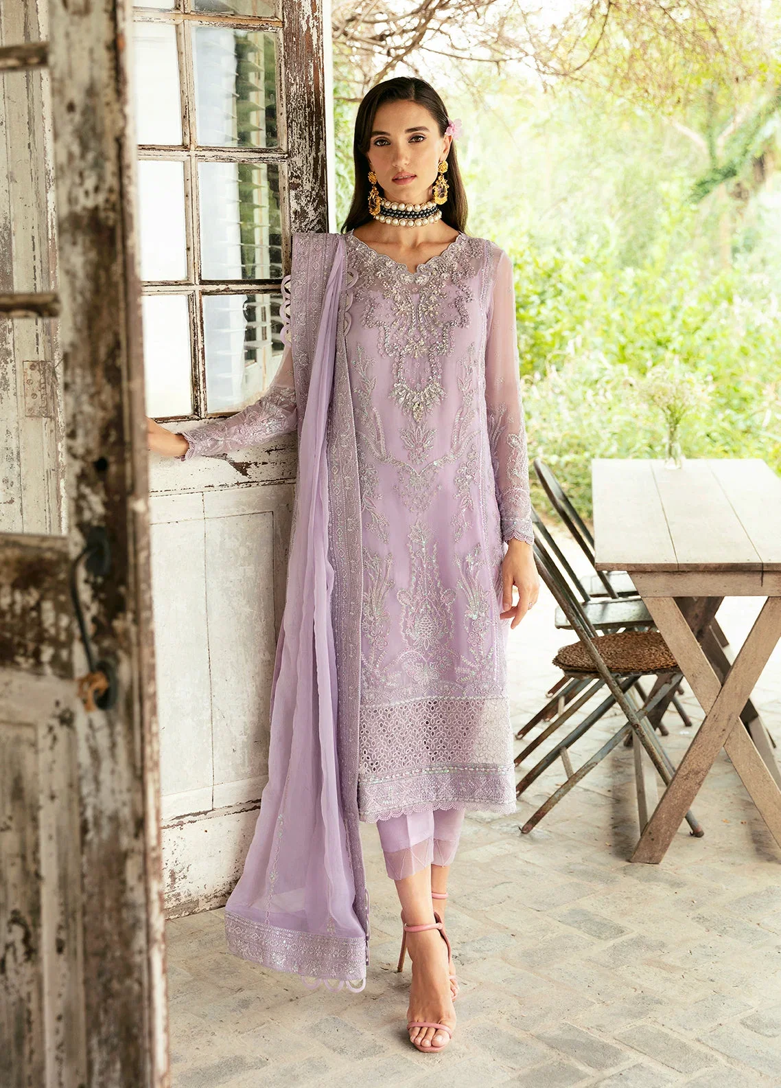 Gulaal Mauve Formal Collection Chiffon Replica