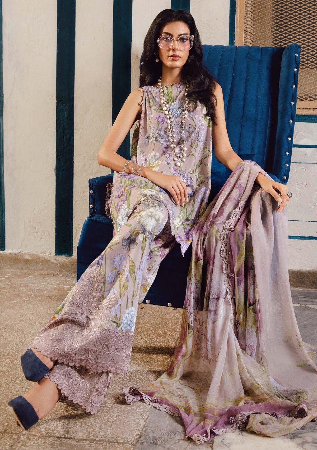 Alternative view of Maria B Pink Digital Printed Silk Collection Replica