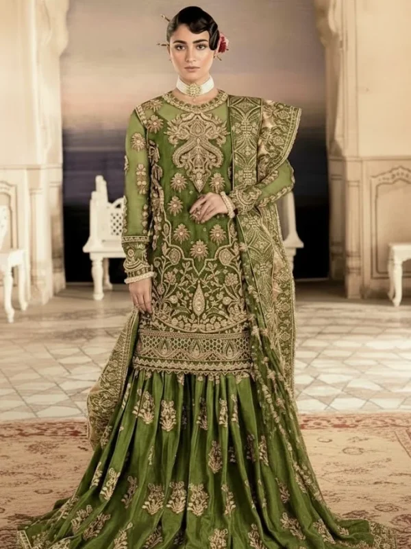 Afrozeh Mehendi Bridal Collection Net Gharara Replica